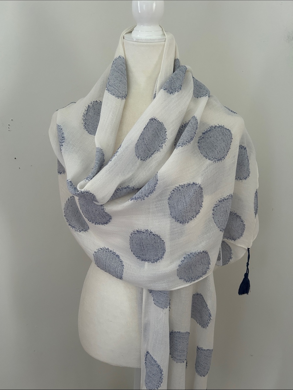 Talbots White and Light Blue  Polka Dots Cotton Wrap